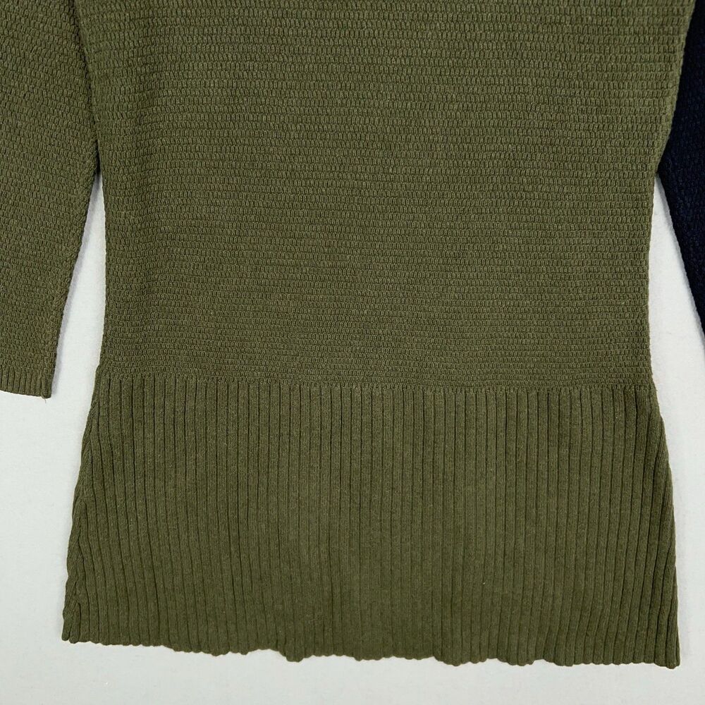 Lisa Todd Sweater Dress Womens Medium Green Black Colorblock Cashmere Twee - Picture 9 of 12